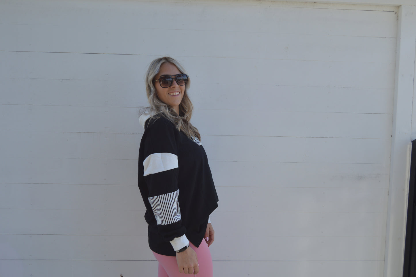 Striped Colorblock Patchwork Collar Sweatshirt