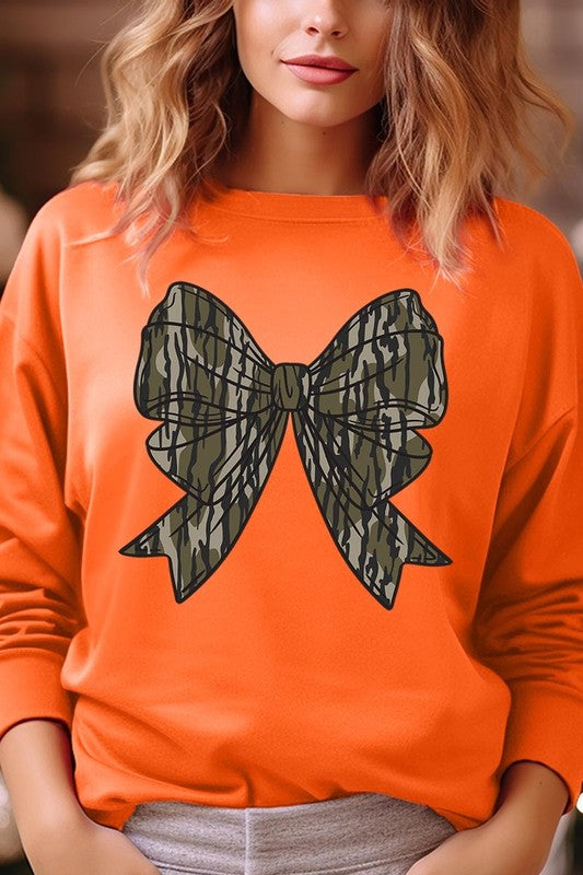 Camo Bow Graphic Plus Fleece Sweatshirts