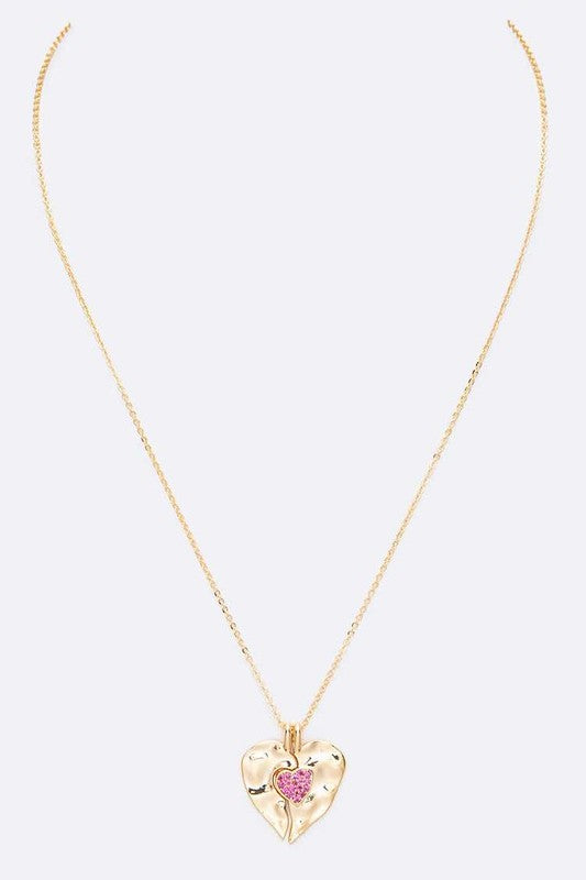 CZ Heart Sliding Pendant Necklace
