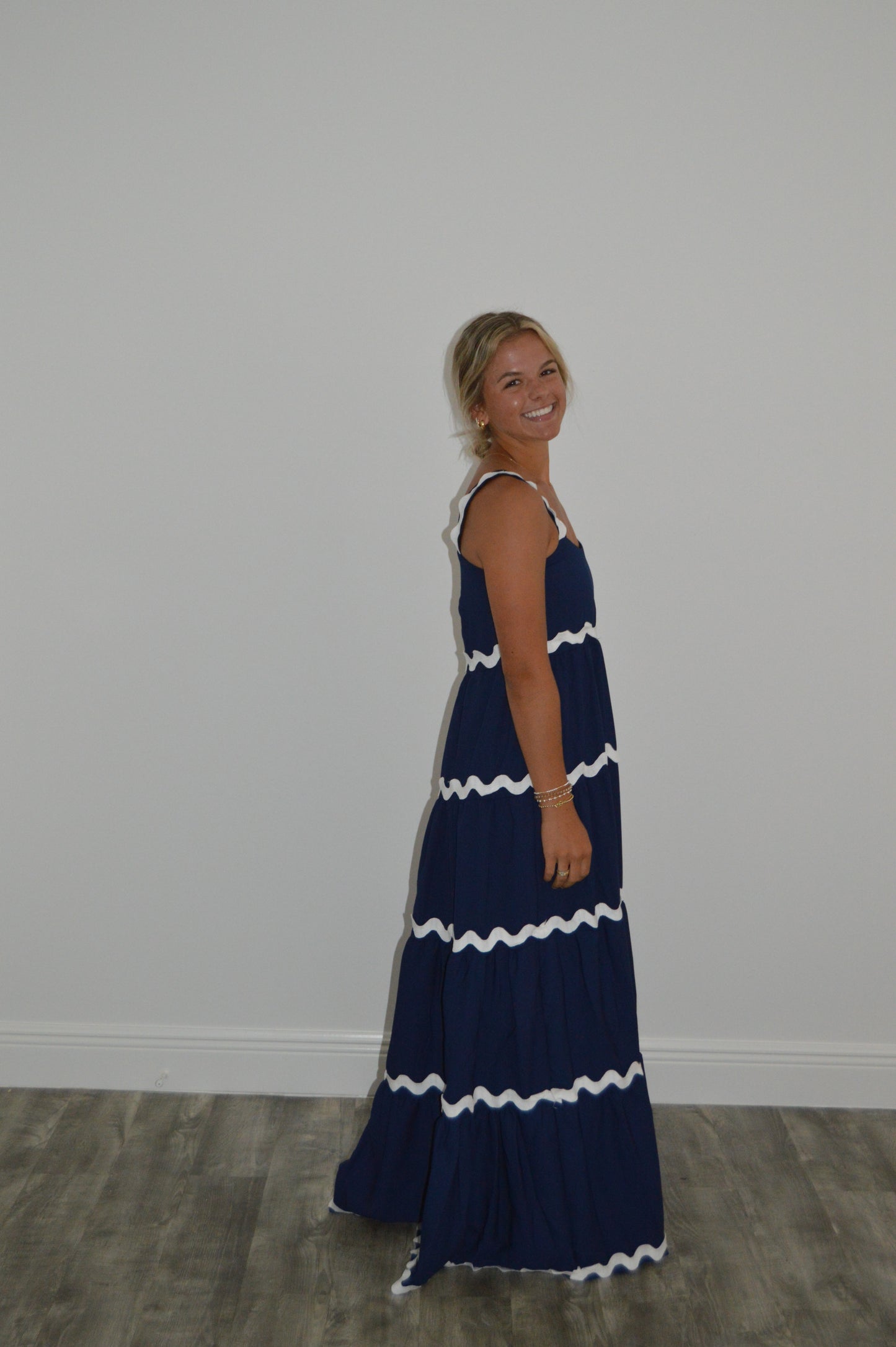 Contrast Trim Square Neck Dress
