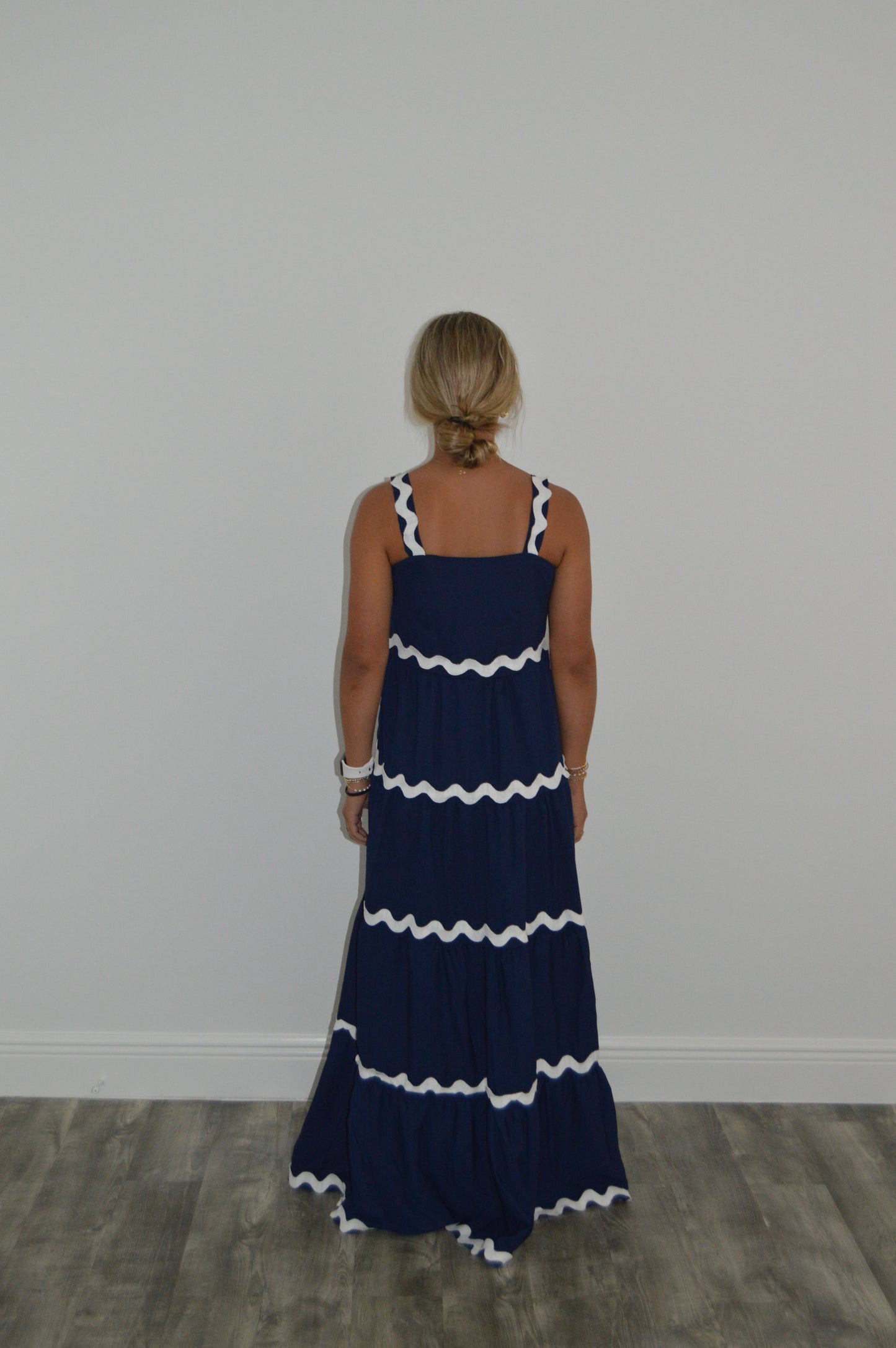 Contrast Trim Square Neck Dress